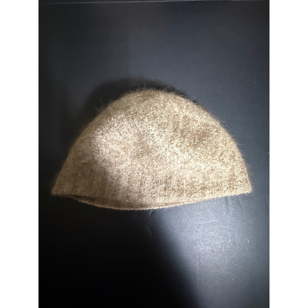Qiviuk Hand Knitted Muskox Merino Silk Beanie Hat Tan Oatmeal Made in Peru